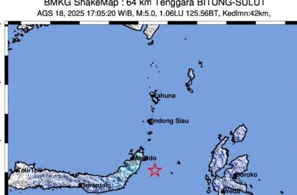 Analisis BMKG Soal Penyebab Gempa M 5,2 di Bitung, Sulut