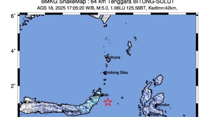 Analisis BMKG Soal Penyebab Gempa M 5,2 di Bitung, Sulut